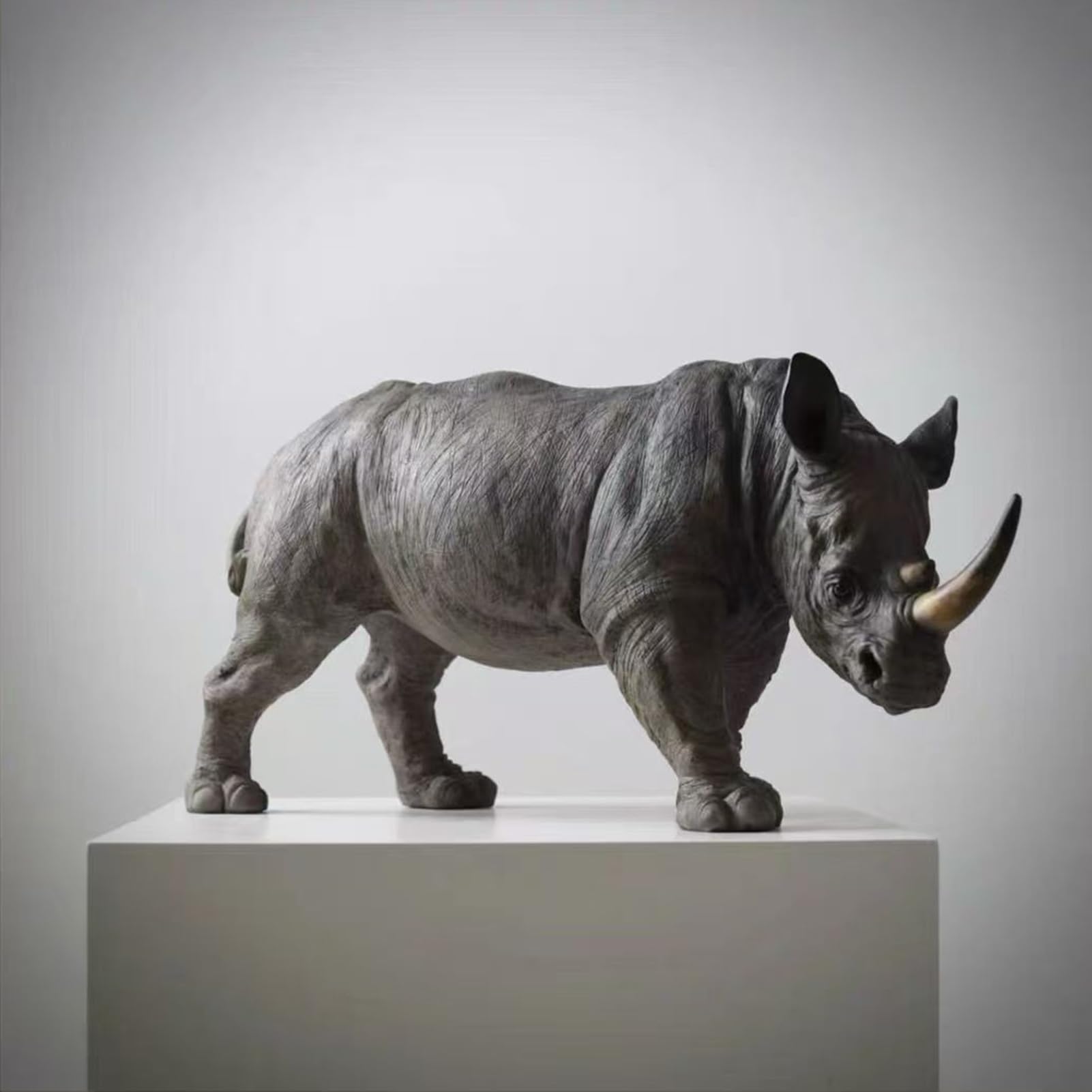 20-Inch Resin Rhinoceros Sculpture,African Safari Grasslands